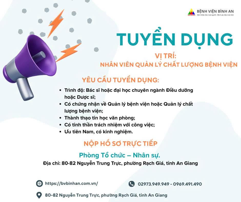 BỆNH VIỆN BÌNH AN THÔNG BÁO TUYỂN DỤNG