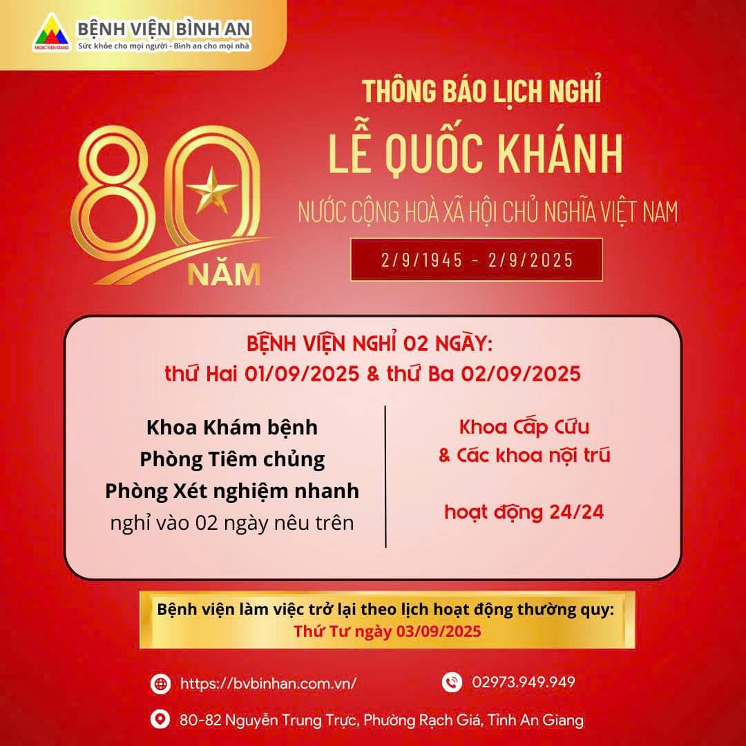 THÔNG BÁO LỊCH NGHỈ LỄ QUỐC KHÁNH 2/9