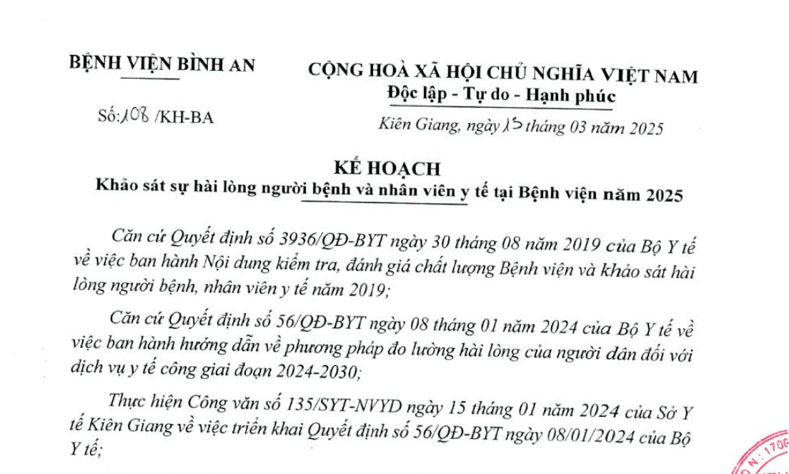 Khảo sát hài lòng người bệnh