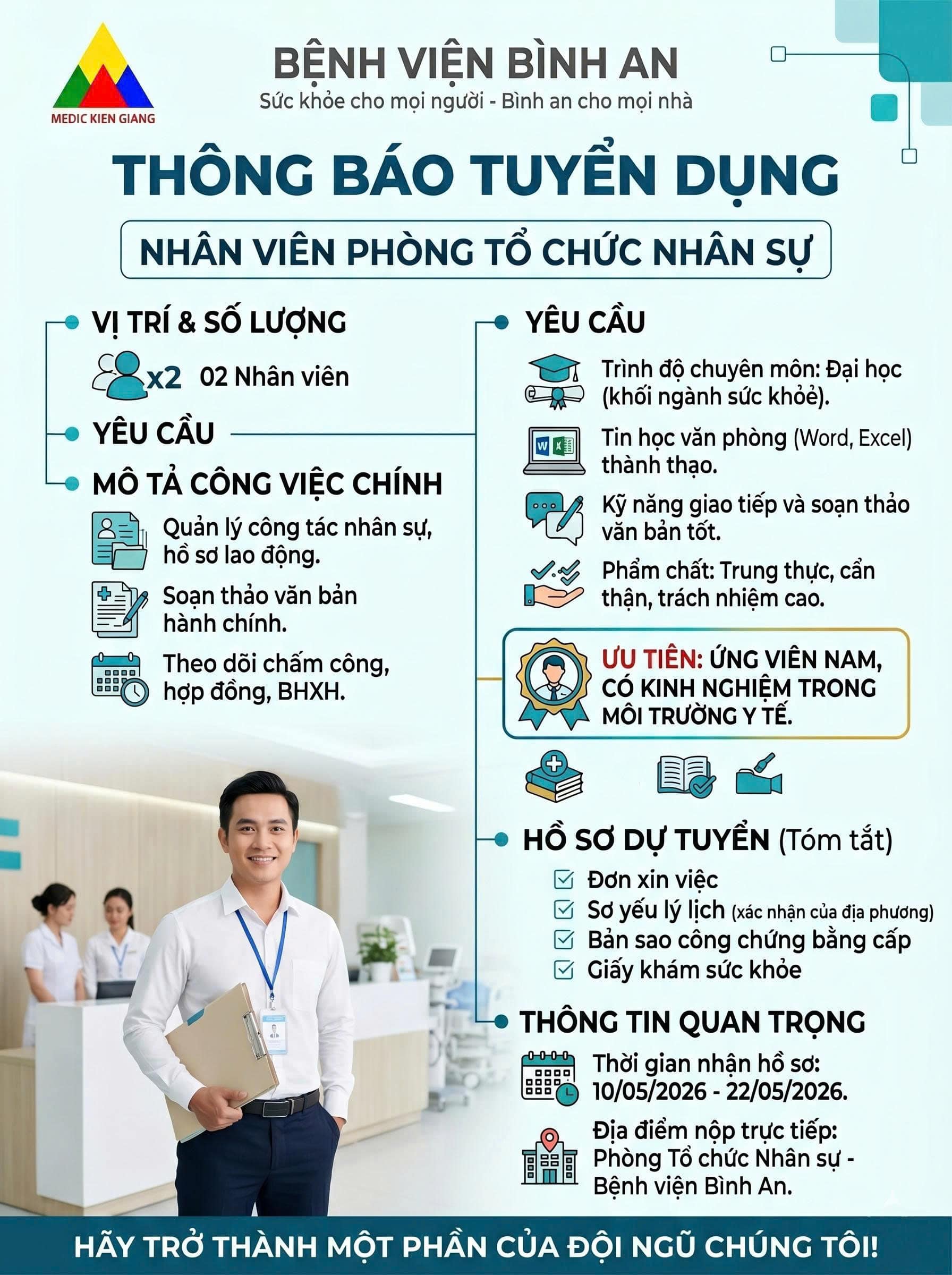 Bệnh viện Bình An thông báo tuyển dụng 05/2026