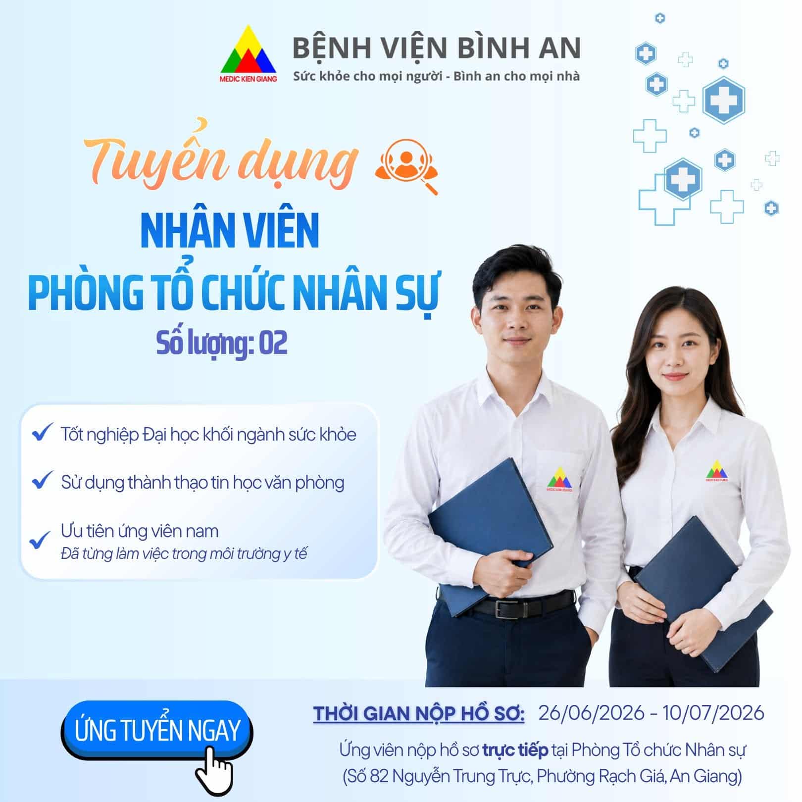 Bệnh viện Bình An tuyển dụng nhân viên phòng tổ chức nhân sự