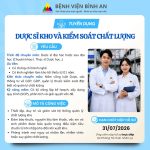 Bệnh viện Bình An thông báo tuyển dụng nhân sự khoa dược