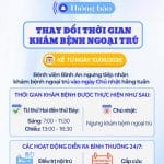Thông báo thay đổi thời gian khám bệnh ngoại trú.